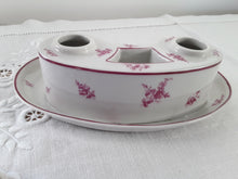 Charger l'image dans la galerie, Encrier double en porcelaine de Paris 19ème camaïeu pourpre